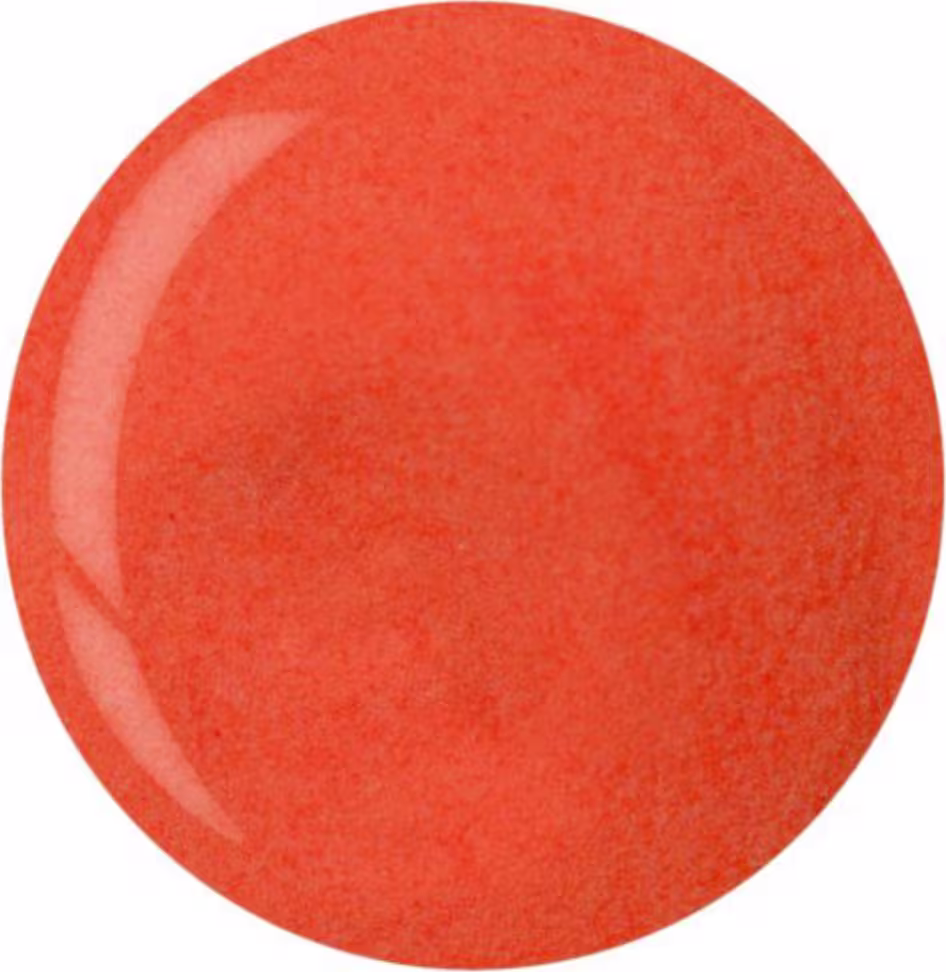 Amostra do pó acrílico em formato circular em um tom de laranja neon.