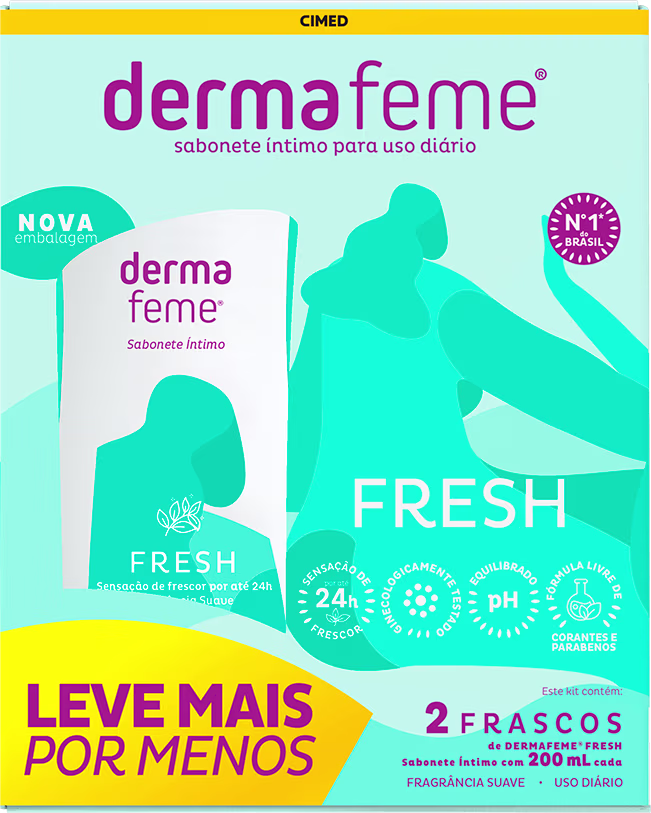 Sabonete Íntimo Líquido Dermafeme Fresh 2 Unidades 200ml cada