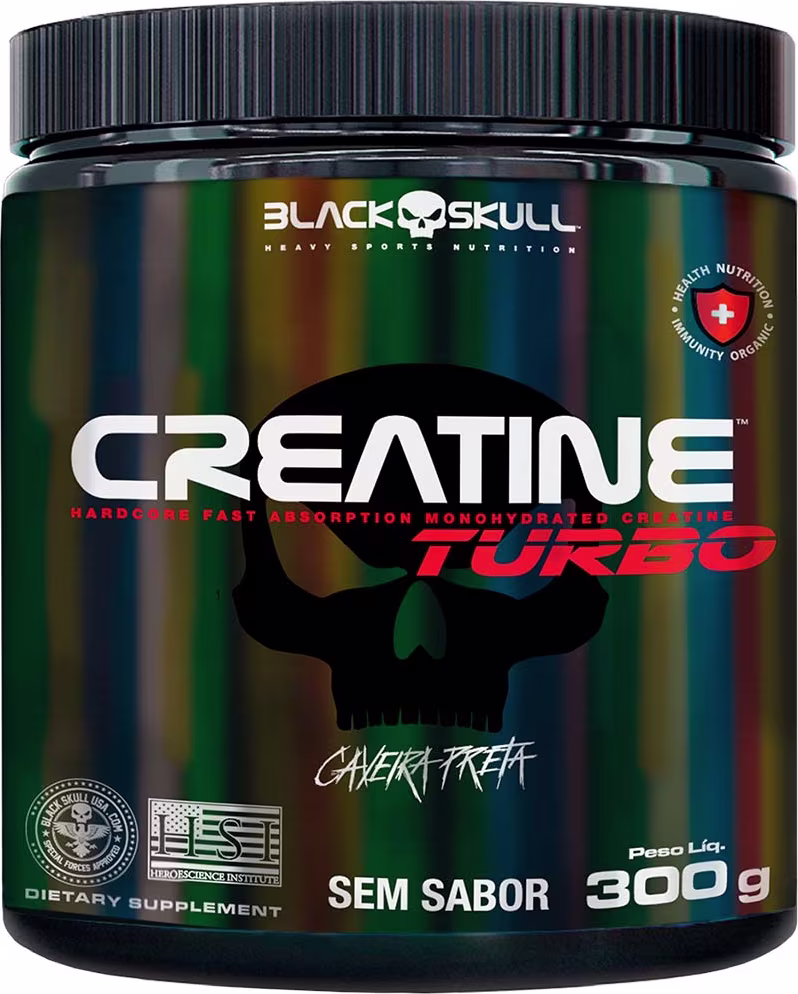 Kit Black Skull Creatine Turbo Sem Sabor com 2 Unidades