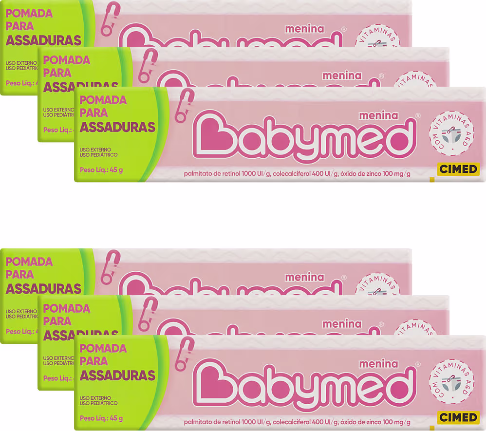 Kit Cimed Babymed Rosa Pomadas Para Prevenção De Assaduras com 6 Unidades