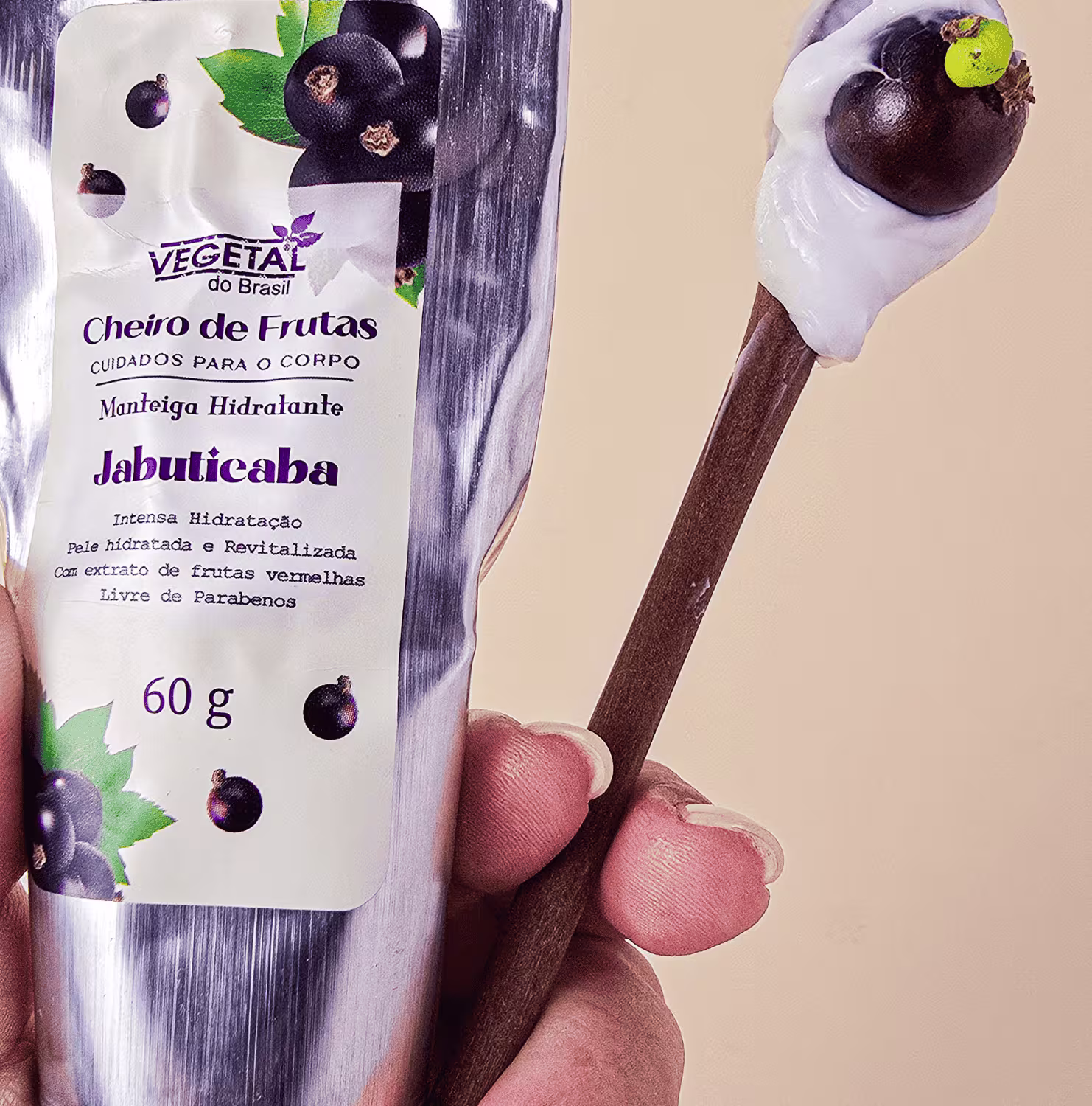 Manteiga Hidratante para Mãos Vegetal do Brasil Cheiro de Frutas Jabuticaba, 60g.