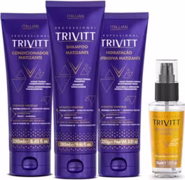Kit Itallian Hairtech Trivitt Matizante + Reparador Brilho e Pontas Perfeitas com 4 Produtos
