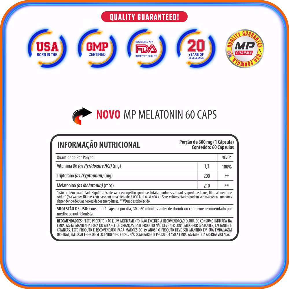 Suplemento Alimentar MAXEFFECT Melatonin, 60 Cápsulas.