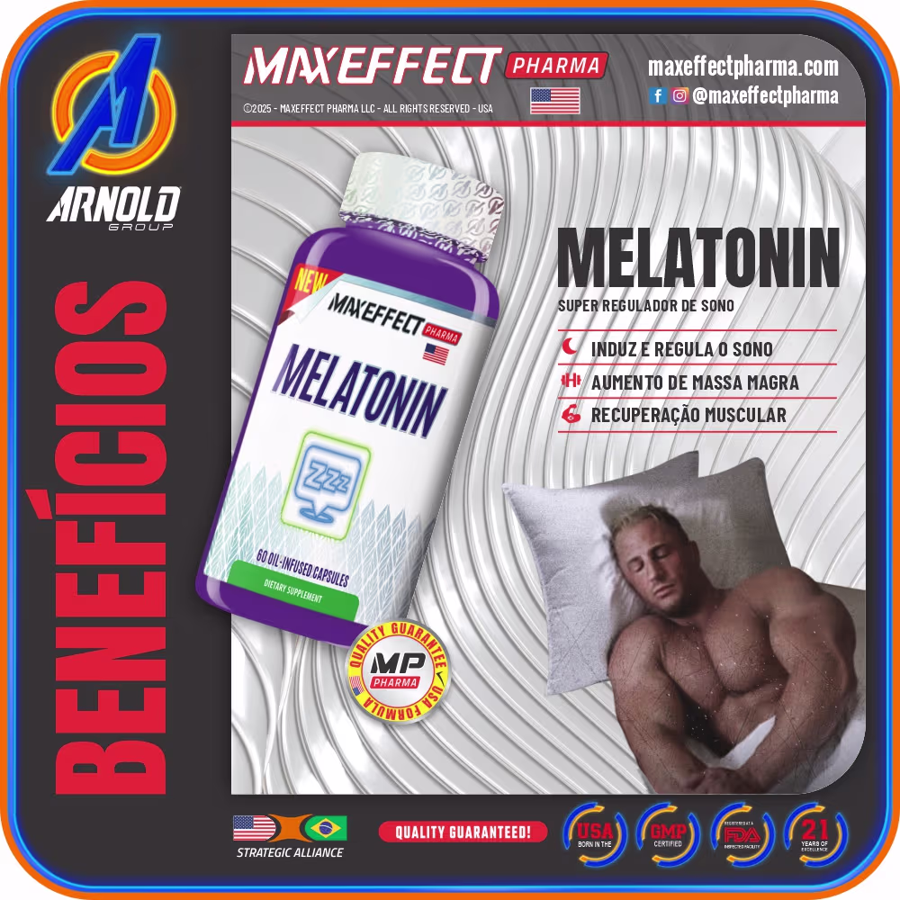 Suplemento Alimentar MAXEFFECT Melatonin, 60 Cápsulas.