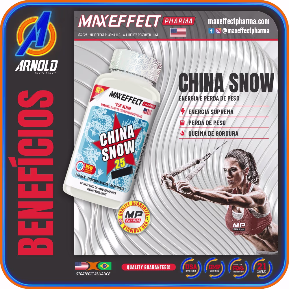 Suplemento Alimentar MAXEFFECT China Snow 25, 60 Cápsulas.