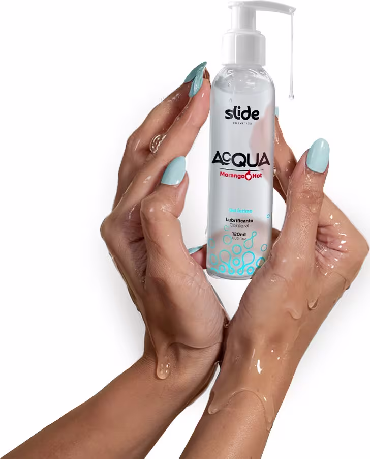 Lubrificante Corporal Íntimo Slide Cosméticos Acqua Morango Hot, 120ml.
