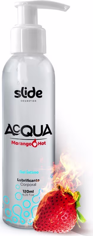 Lubrificante Corporal Íntimo Slide Cosméticos Acqua Morango Hot, 120ml.