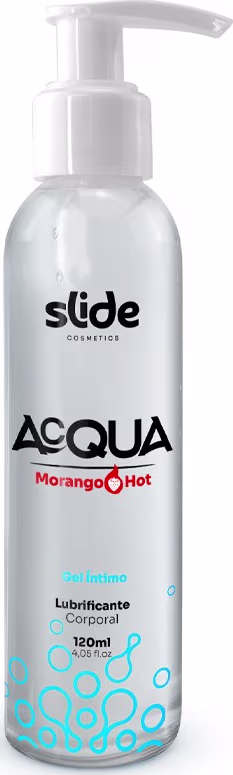 Lubrificante Corporal Íntimo Slide Cosméticos Acqua Morango Hot, 120ml.