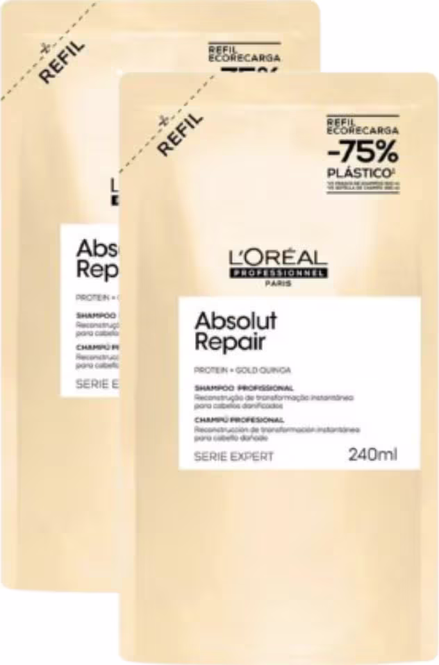 Kit L'Oréal Professionnel Absolut Repair Gold Quinoa + Protein Double Refil, 2 unidades.