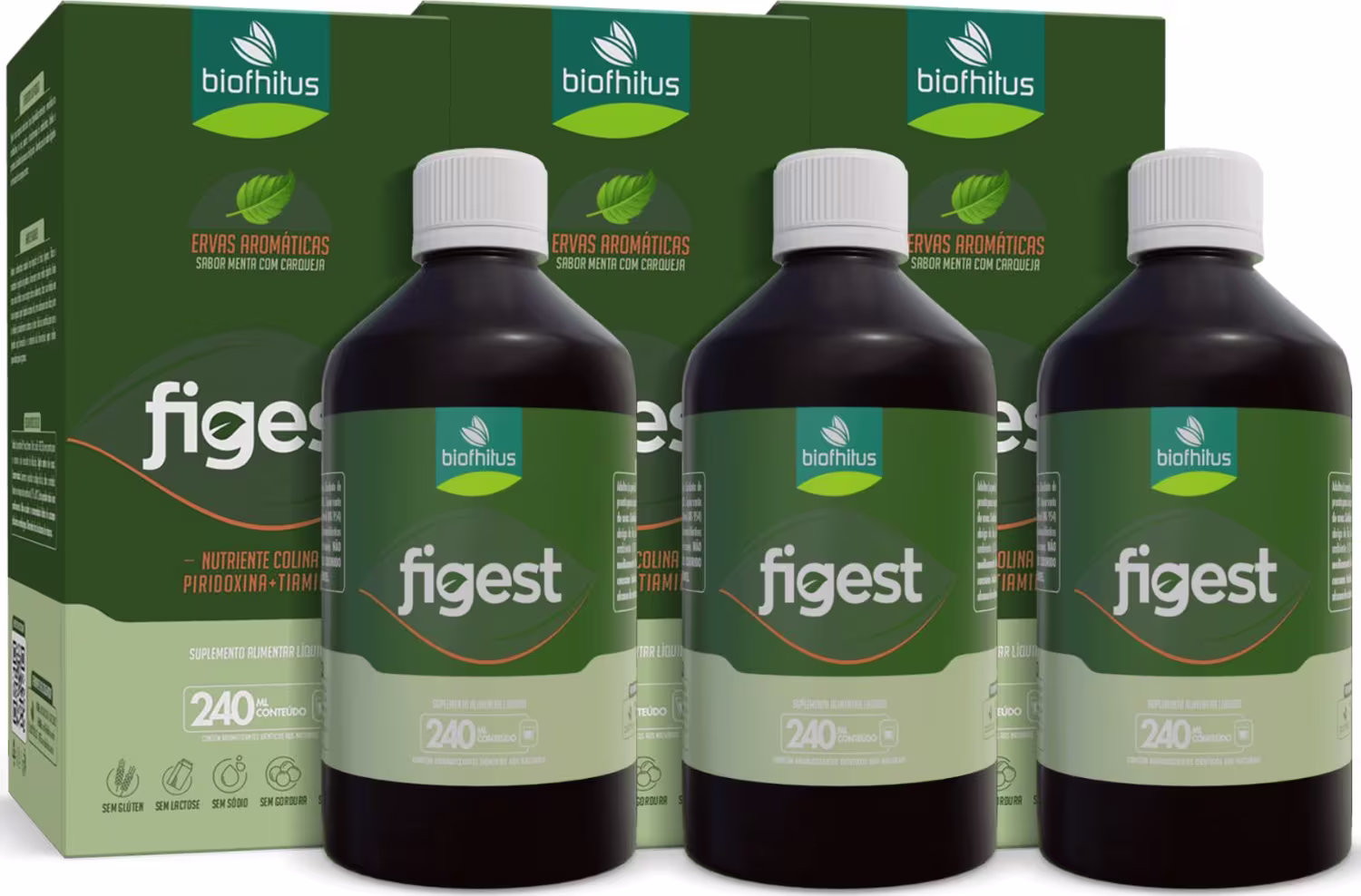 Kit Biofhitus Figest Menta com Carqueja Trio, 3 unidades.