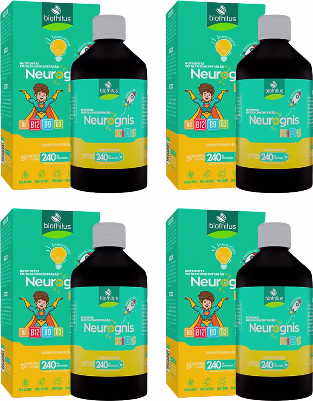 Kit Biofhitus Neurognis Kids Quarteto, 4 unidades.