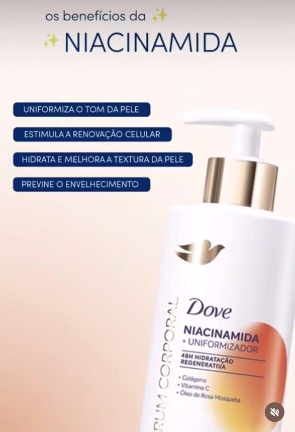 Uniformiza o tom da pele, estimula a renovação celular, hidrata e melhora a textura da pele, previne o envelhecimento.