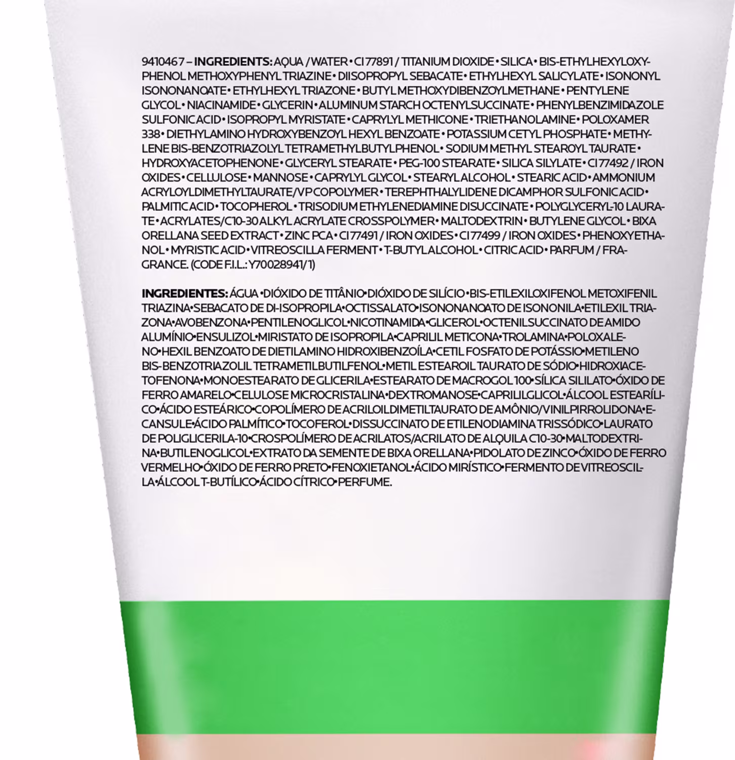 A imagem mostra os ingredientes no rótulo do produto.
