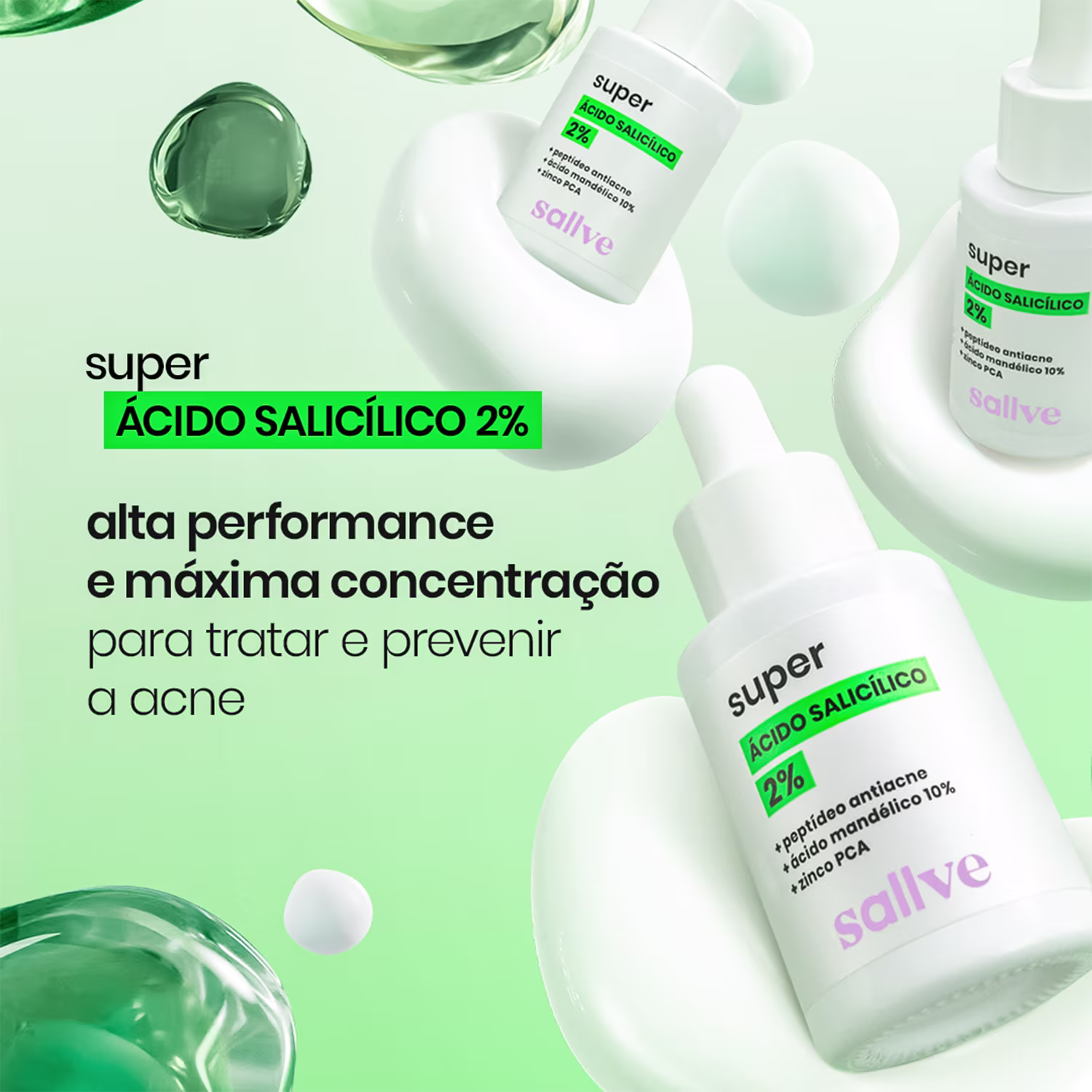 A imagem mostra o produto e informações de ação dele na pele.