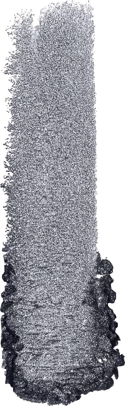 A imagem mostra uma amostra de sombra prateada, da marca Wet n Wild. O produto está depositado em uma superfície branca, a fim de mostrar a sua textura e acabamento.
