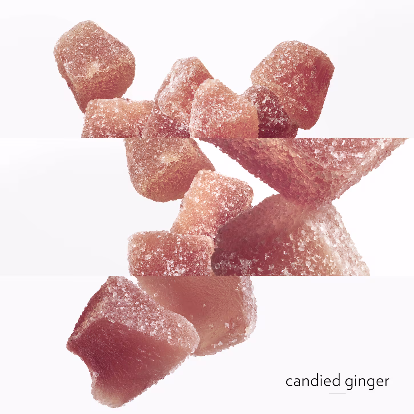 Imagem aproximada de gengibre cristalizado.