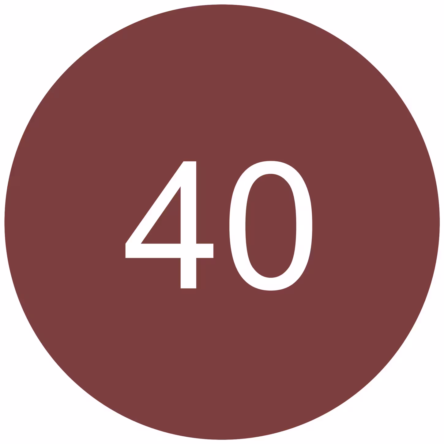 Número 40 em um círculo marrom.