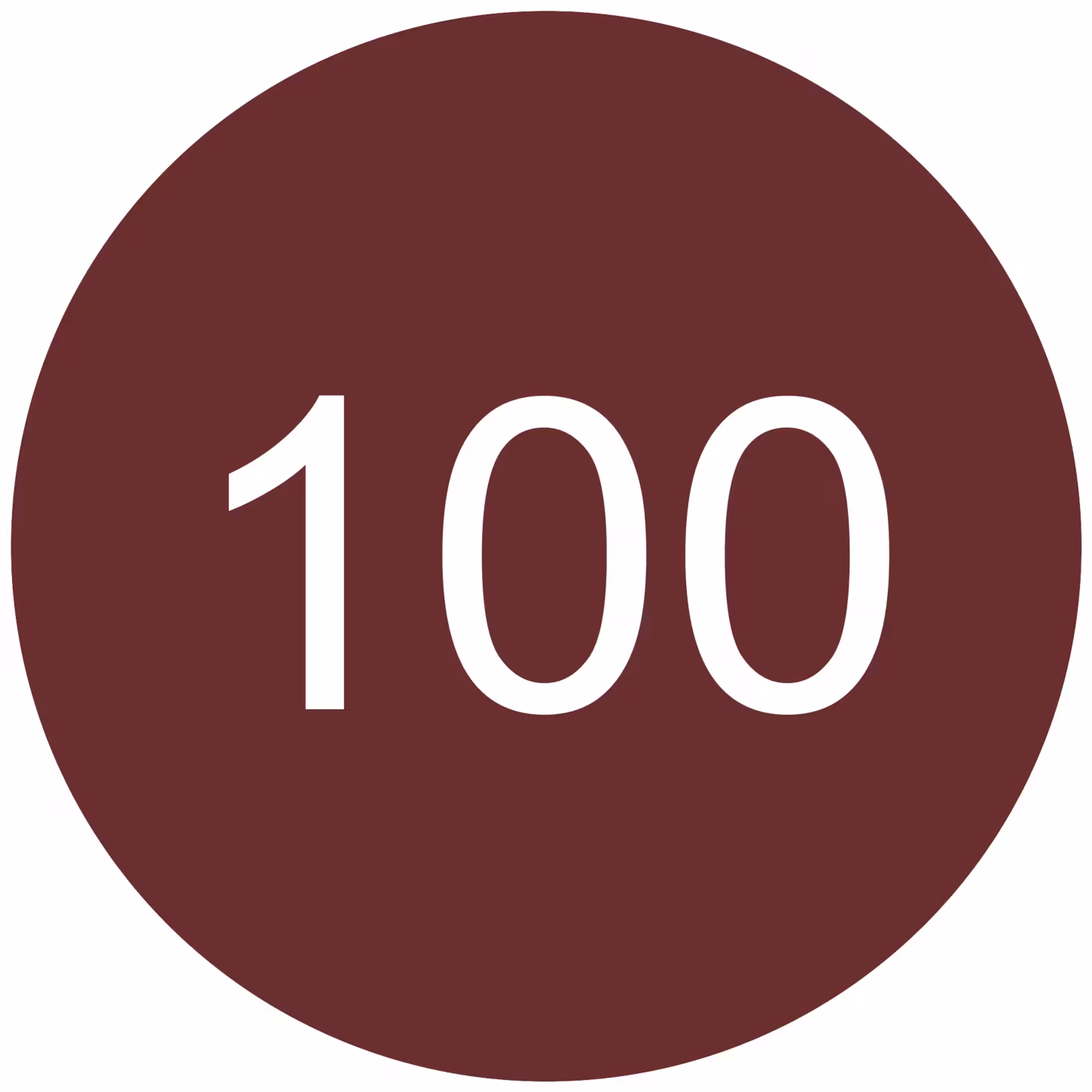 Número 100 com um círculo marrom.