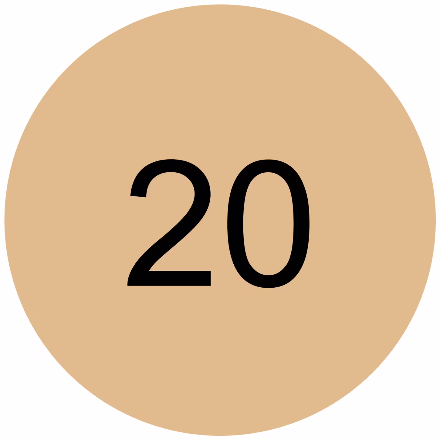 Número 20 em um círculo bege.