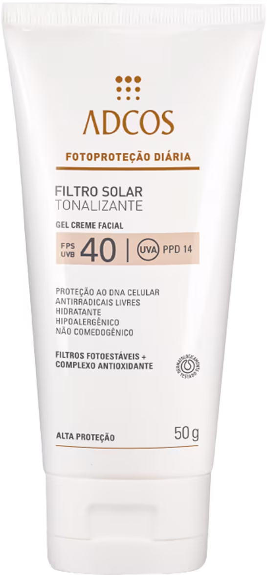 Protetor Solar com Cor Adcos Proteção Diária Gel Creme FPS 40