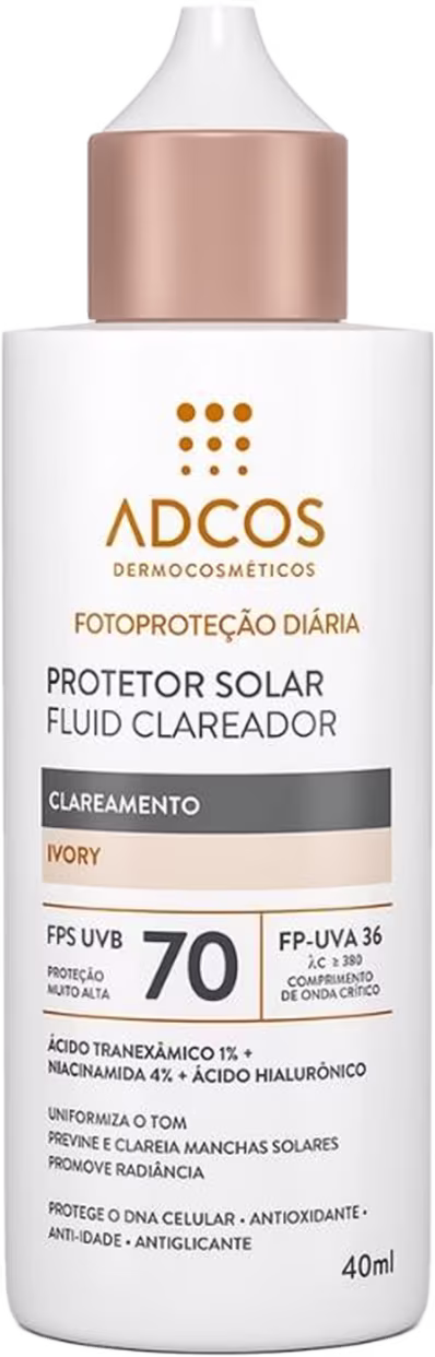 Protetor Solar com Cor Adcos Fotoproteção Diária Fluid Clareador FPS70