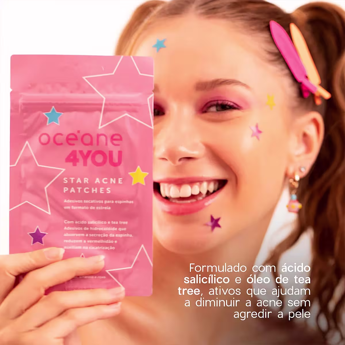 Adesivo Secativo para Espinha Océane Star Acne Patches, 12 Unidades.