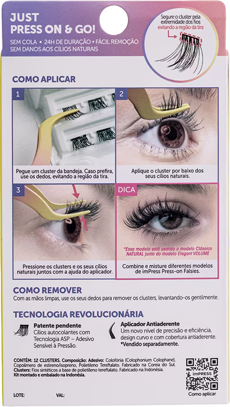 Cílios Postiços Kiss New York imPRESS Press-on Falsies Mini Natural 01 Refil (12 Unidades)