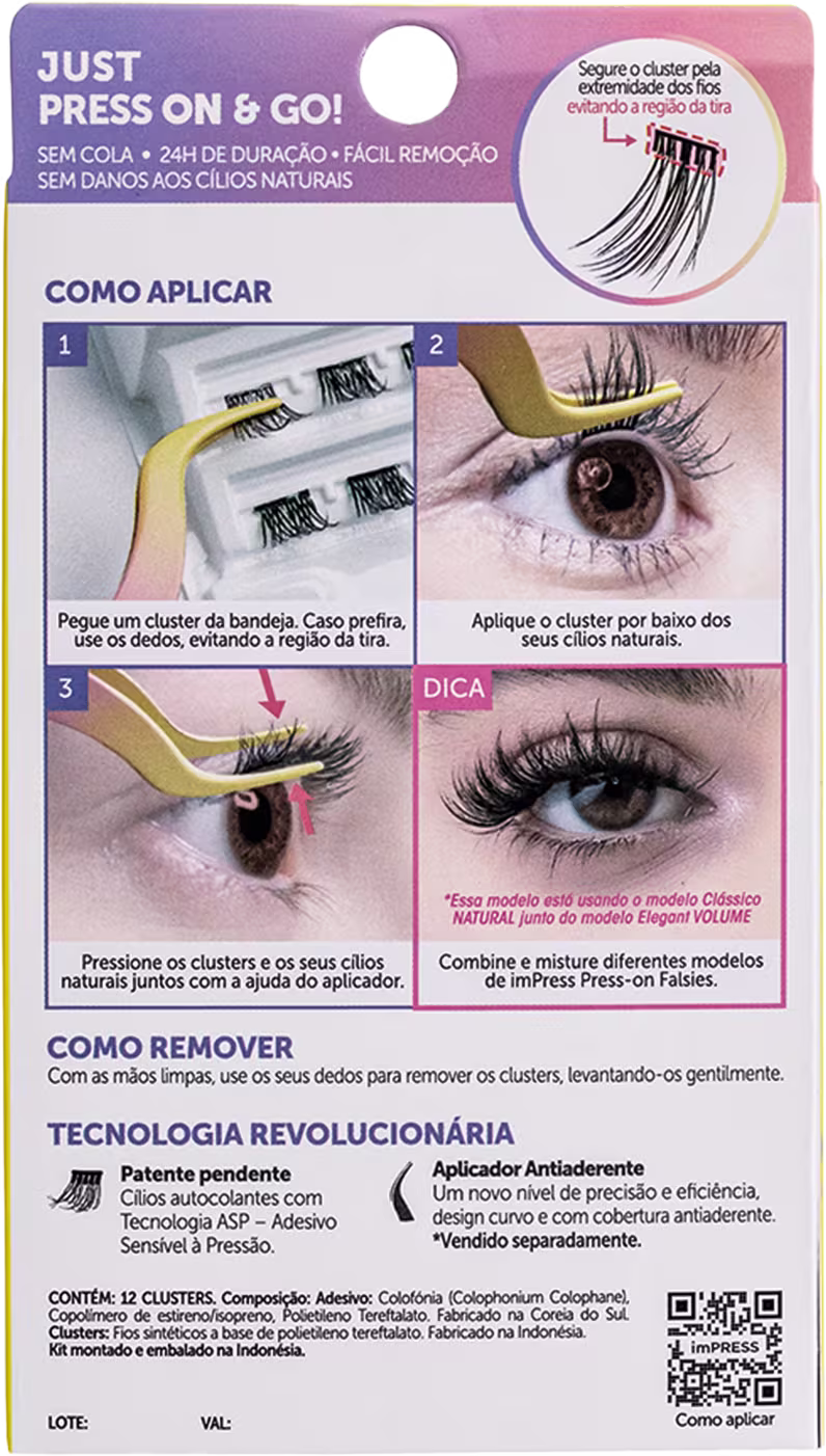 Cílios Postiços Kiss New York imPRESS Press-on Falsies Mini Natural 03 Refil (12 Unidades)