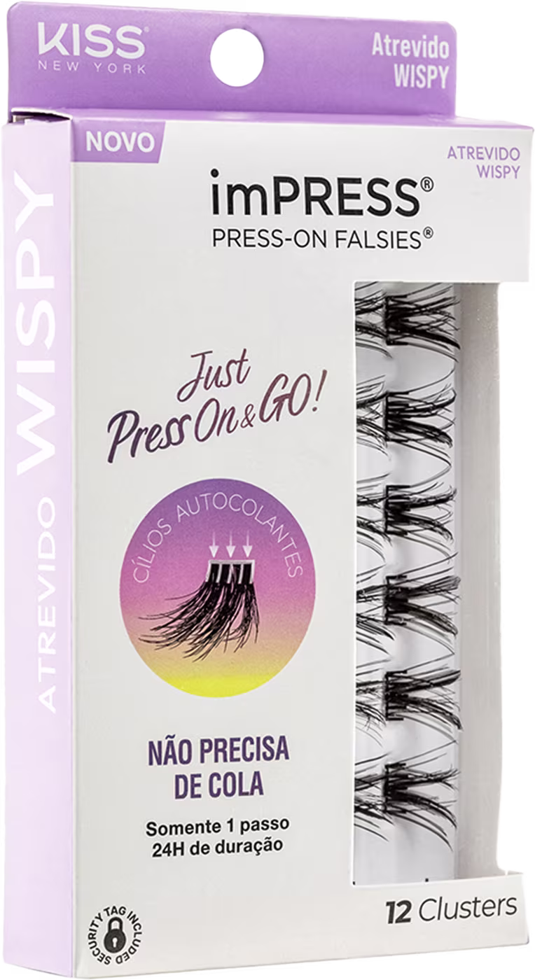 Cílios Postiços Kiss New York imPRESS Press-on Falsies Mini Wispy 12 Refil (12 Unidades).