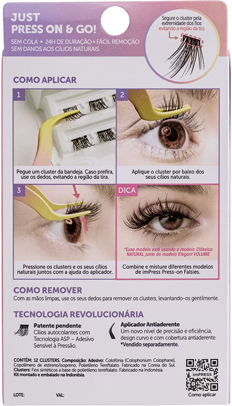 Cílios Postiços Kiss New York imPRESS Press-on Falsies Mini Volume 08 Refil (12 Unidades)