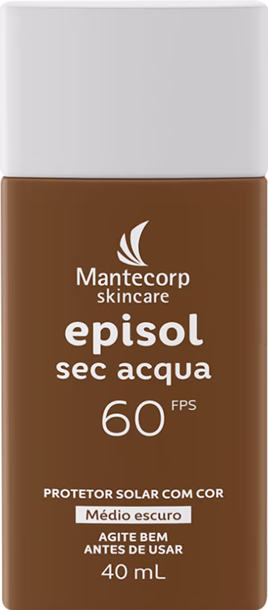 Protetor Solar Facial com Cor Mantecorp Episol Sec Acqua FPS60 Médio Escuro 40ml