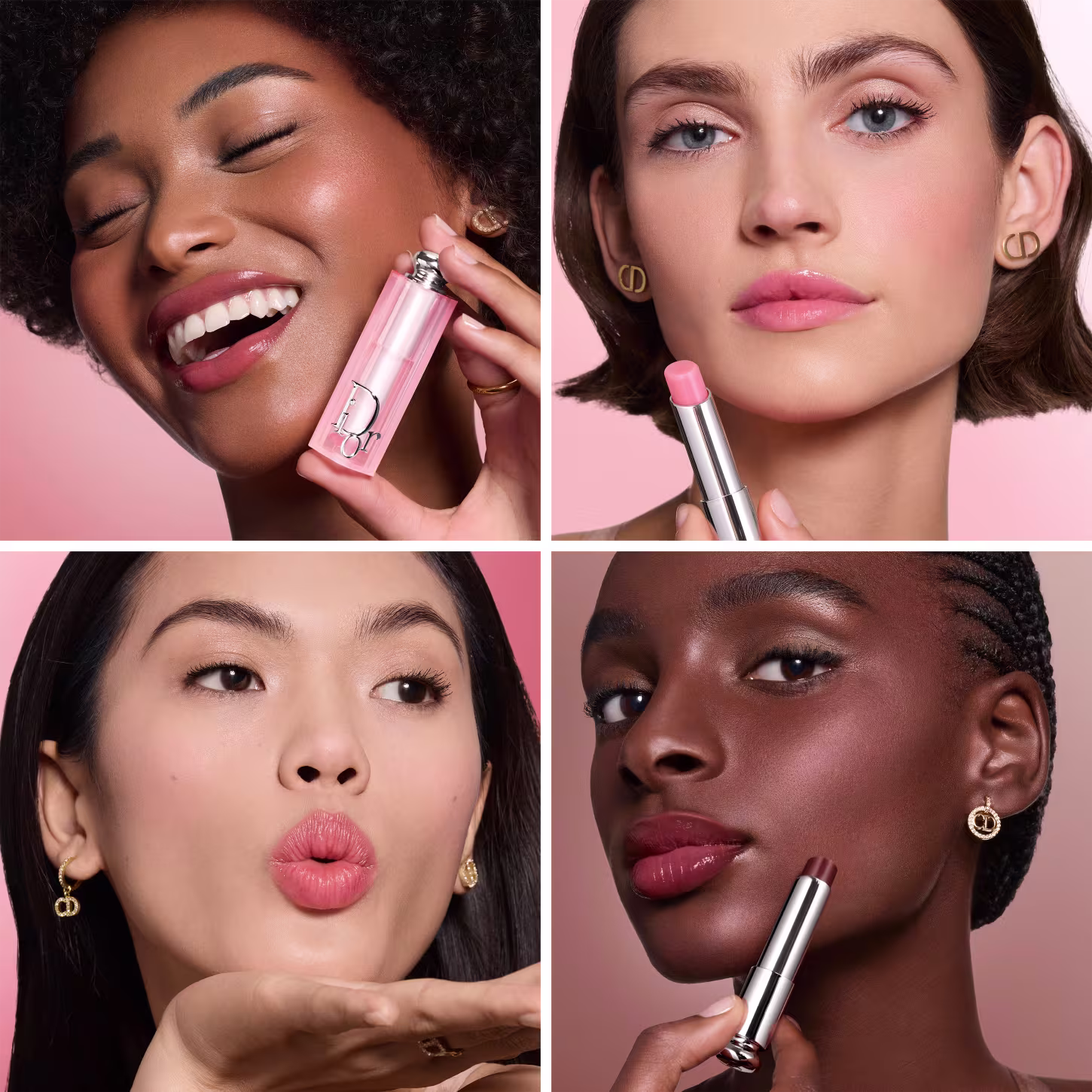 4 modelos de etnias diferentes posando com o balm.