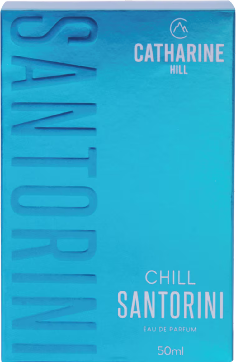 A embalagem é uma caixa de cor azul brilhante, com o nome da marca e do produto em destaque.