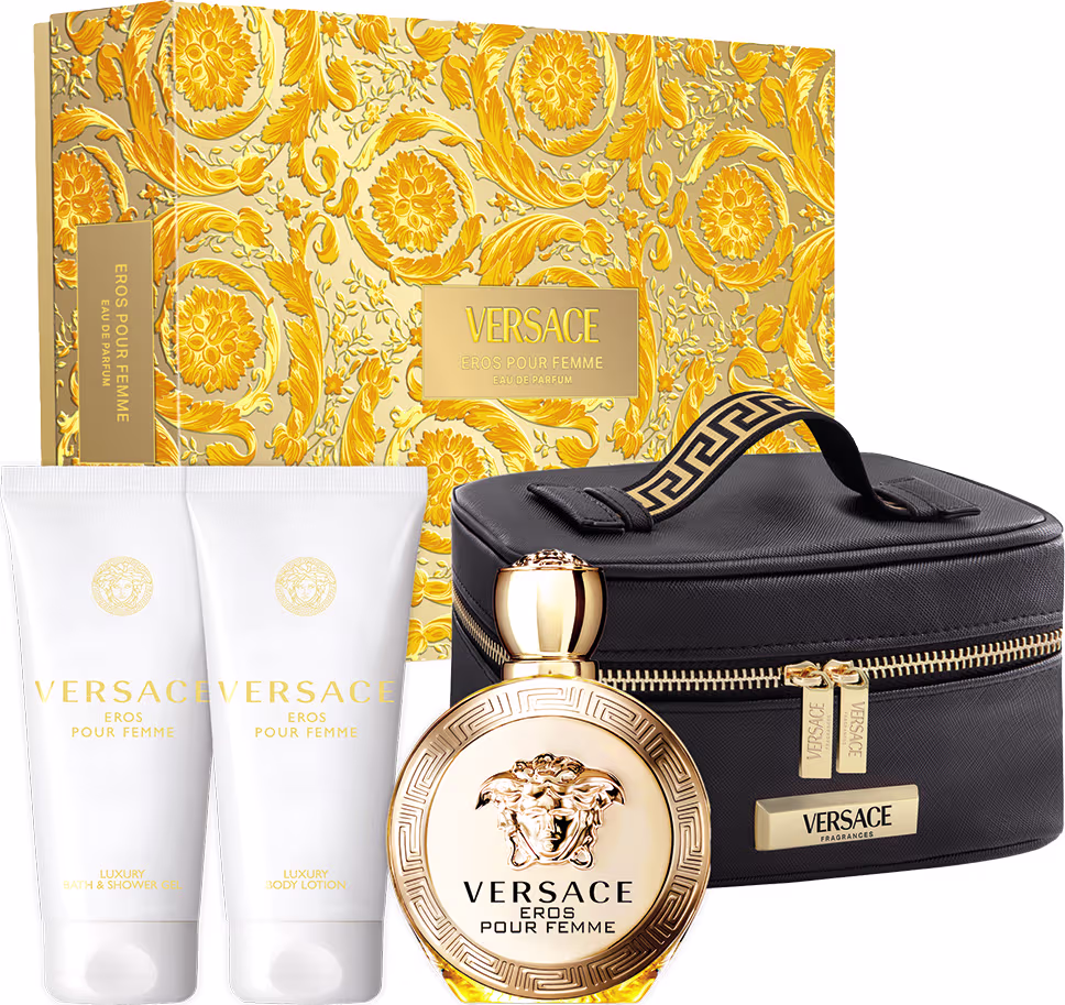 Conjunto Eros Pour Femme Versace Quarteto, 4 produtos.