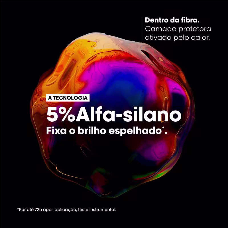 A tecnologia. 5% Alfa-silano: fixa o brilho espelhado.