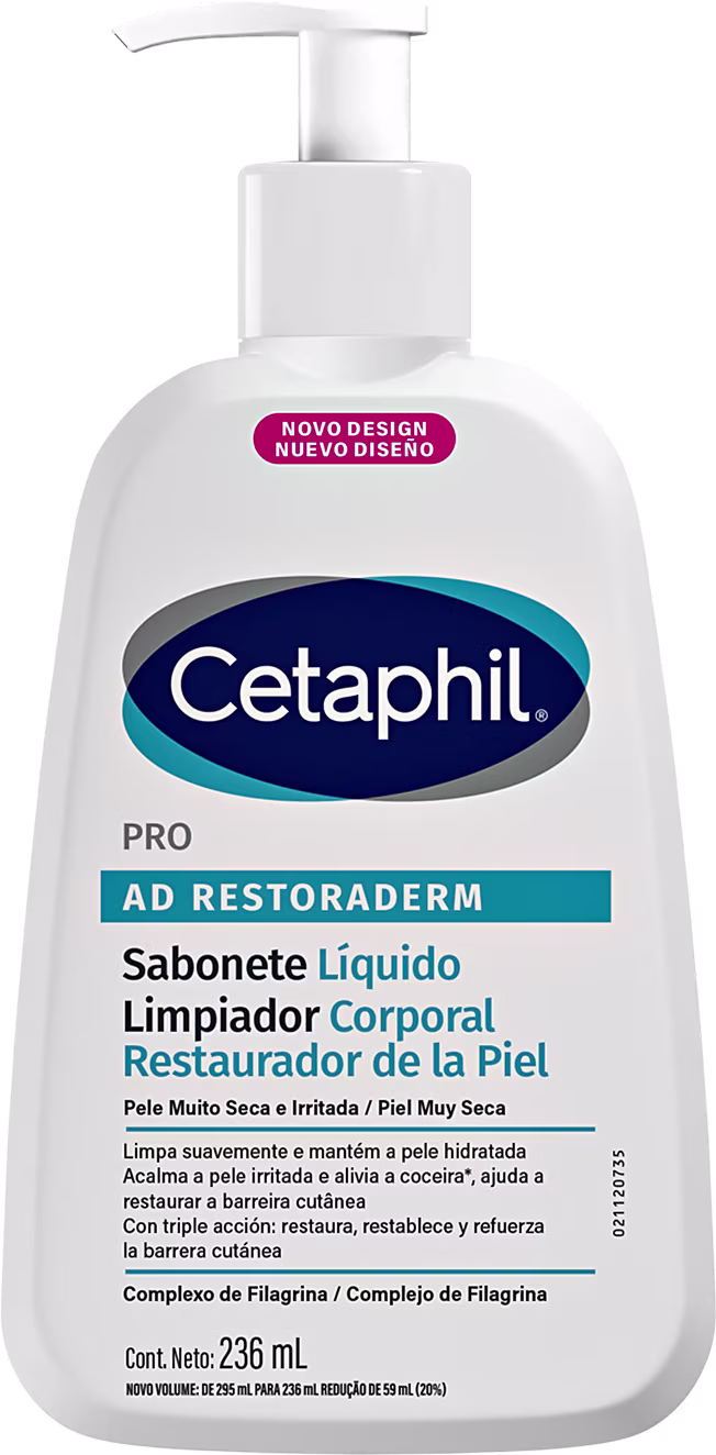 Sabonete Líquido Pro Ad Restoraderm, da marca Cetaphil.