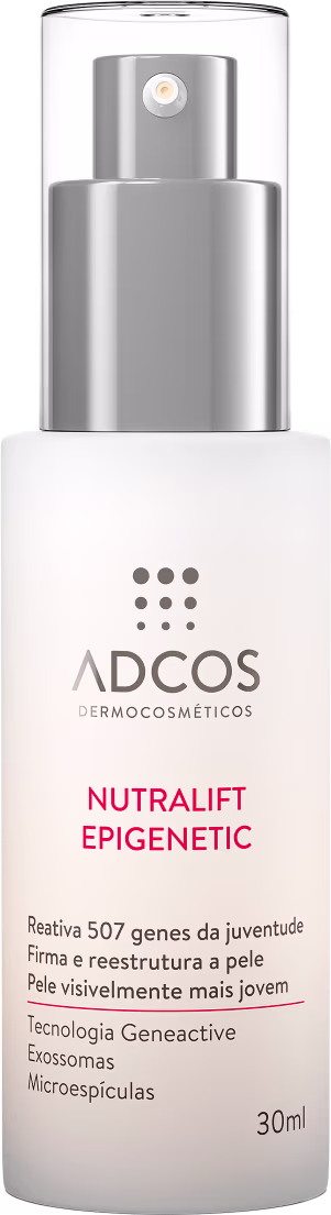Frasco de 30ml do produto Nutralift Epigenetic da marca Adcos, com embalagem pump
