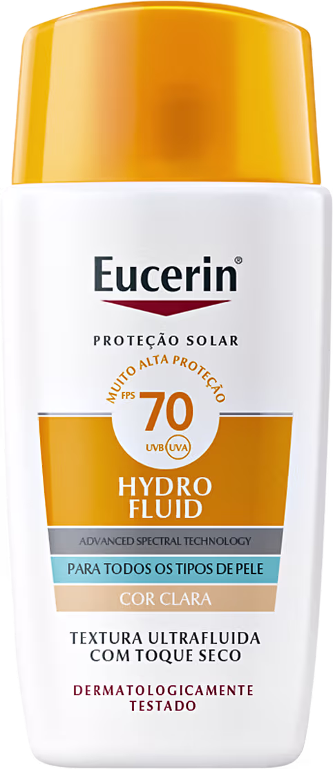 Protetor Solar Facial Eucerin Hydro Fluid FPS70 Cor Clara, 50ml.