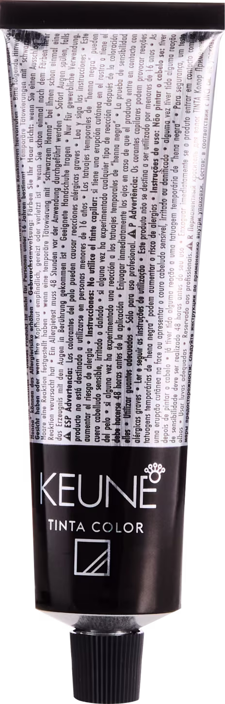 Coloração da marca Keune, em embalagem e rótulo branco e preto, indicando a linha "Tinta Color".