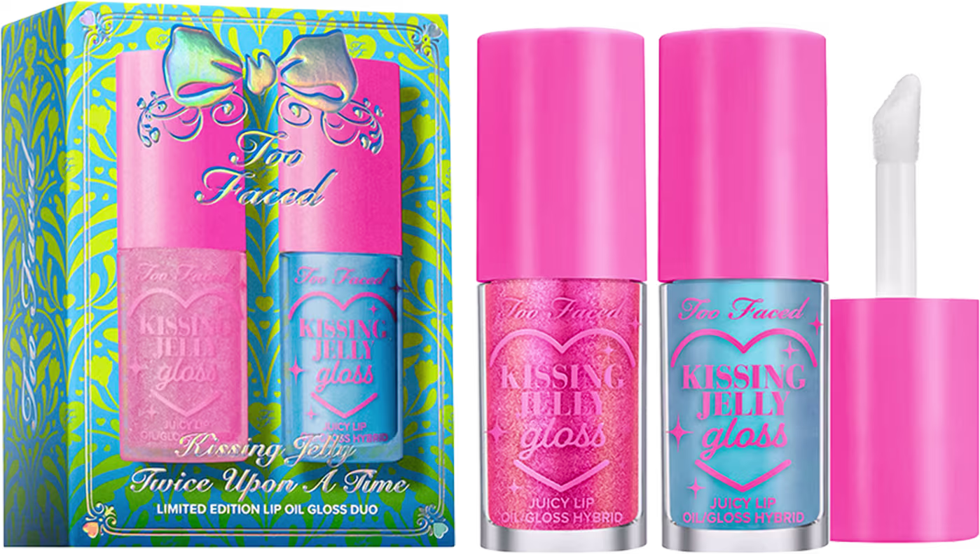 Kit Too Faced Holiday Twice Upon A Time Kissing Jelly, 2 produtos.