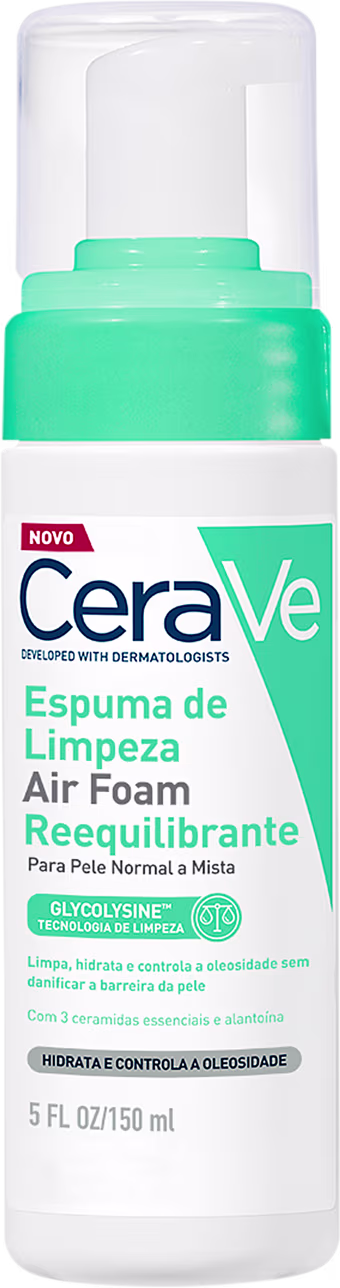 Espuma de Limpeza Facial CeraVe Air Foam Reequilibrante, 150ml.
