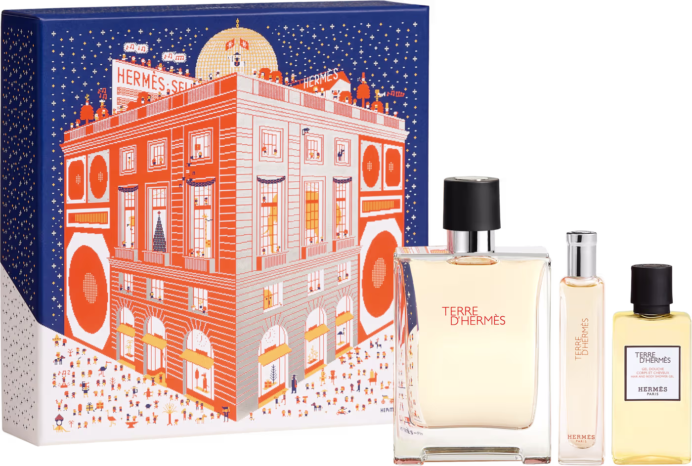 Conjunto Terre d'Hermès Hermès Masculino Eau de Toilette 100ml + Travel Size 15ml + Gel de Banho 40ml.