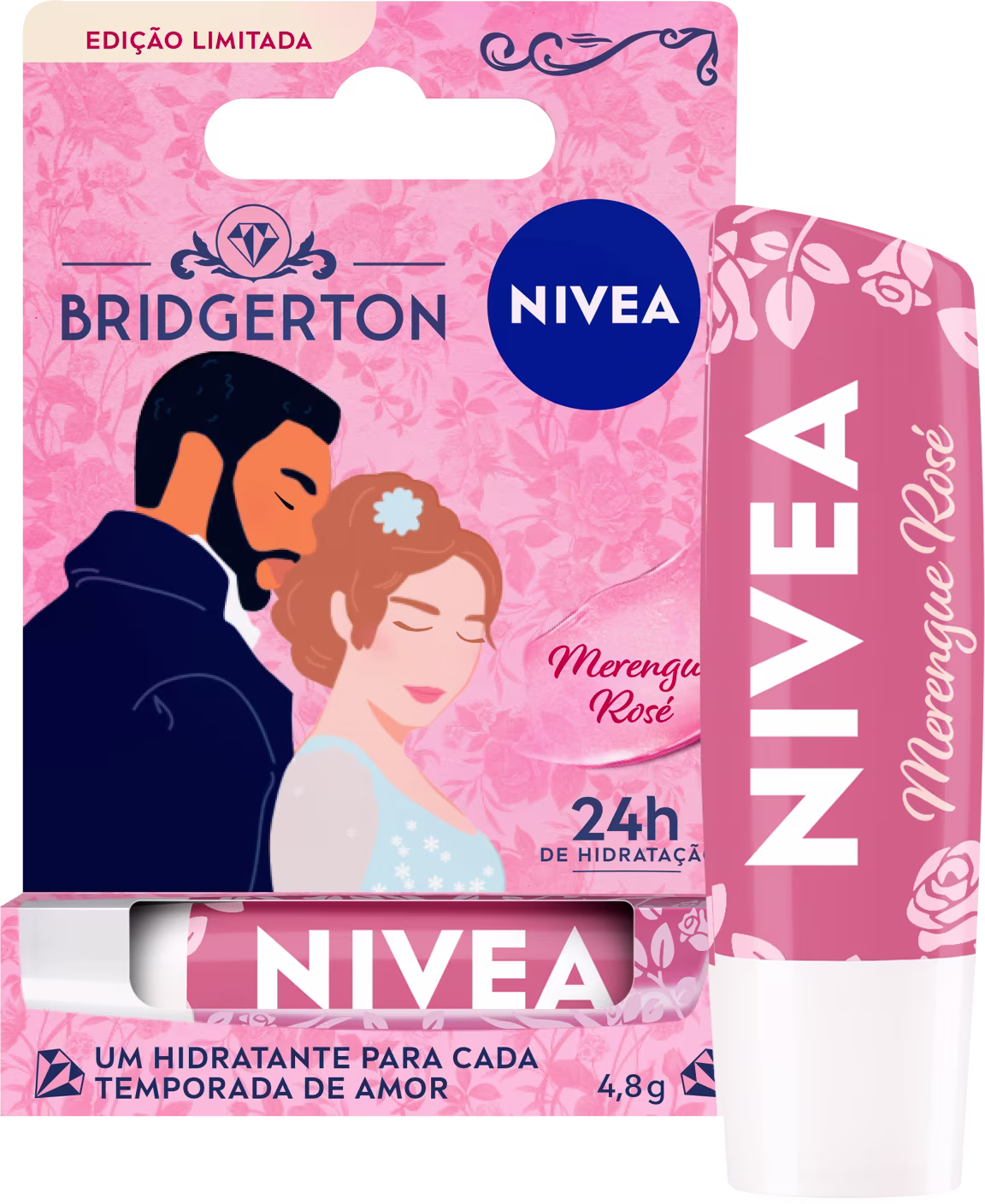 Hidratante Labial NIVEA Bridgerton Merengue Rosé, 4,8g.
