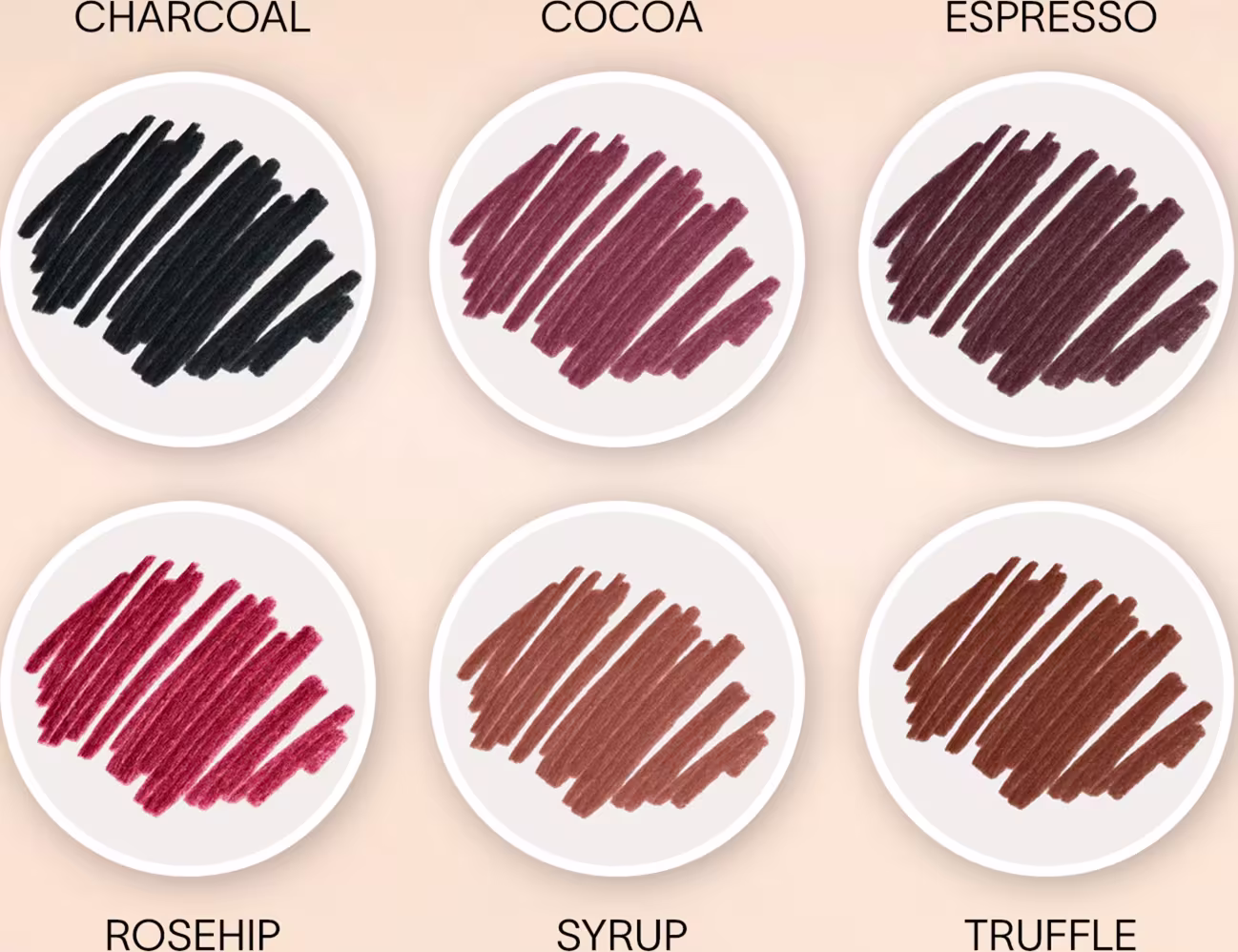 Destaque de diversas cores de lápis delineadores de olhos CARE Natural Beauty.