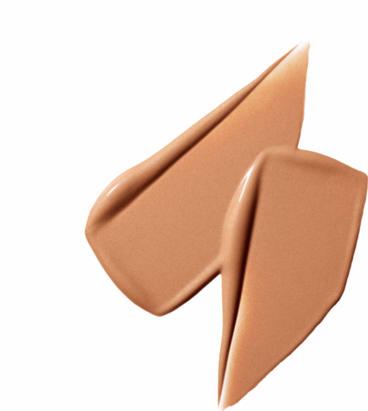 A textura deste produto de beleza é cremosa e sedosa, com uma tonalidade dourada e brilhante. Sua aparência sugere uma consistência suave e aveludada, que provavelmente proporciona uma aplicação uniforme e fácil absorção na pele.