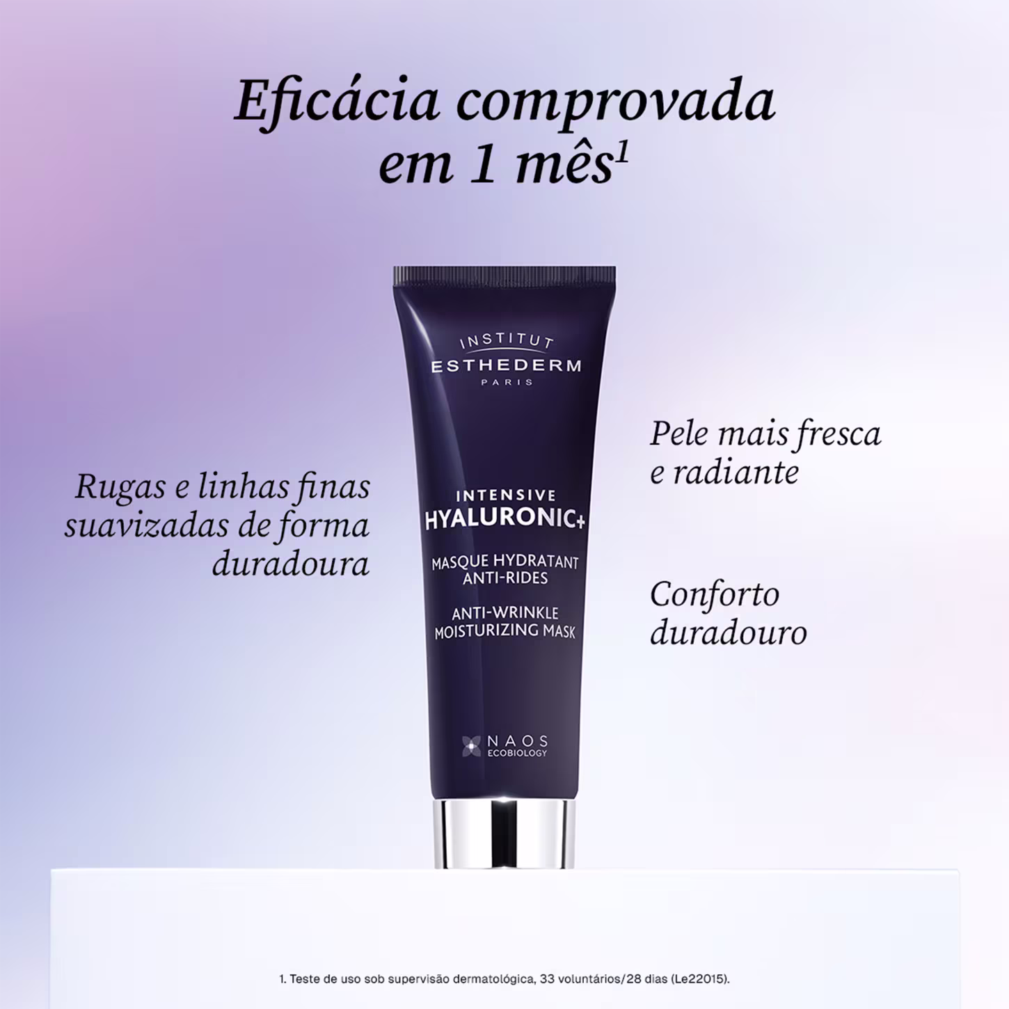 Eficácia comprovada em 1 mês! Pele mais fresca e radiante. Rugas e linhas finas suavizadas de forma duradoura. Conforto duradouro. Masque hydratant anti-rides da marca Institut Esthederm.