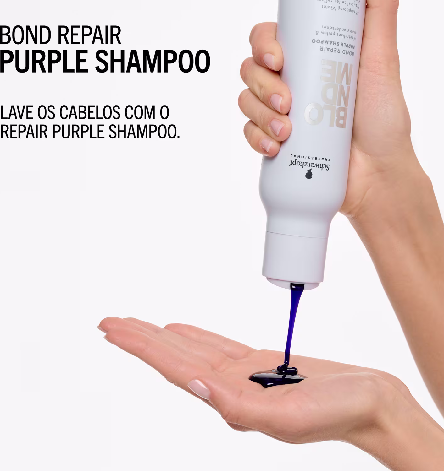 BOND REPAIR PURPLE SHAMPOO
LAVE OS CABELOS COM O REPAIR PURPLE SHAMPOO.