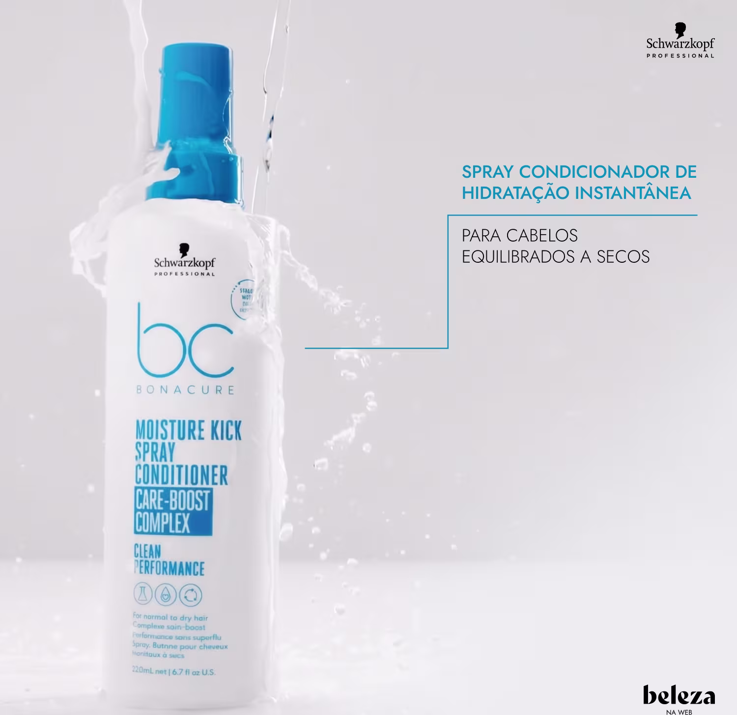 Frasco de spray condicionador de hidratação instantânea da marca Schwarzkopf Professional para cabelos equilibrados a secos.