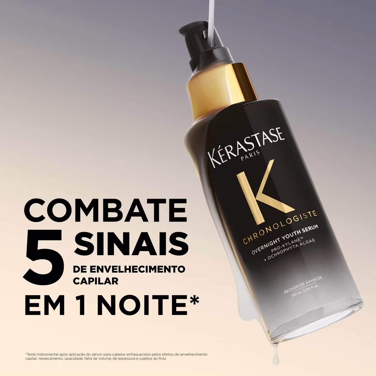 Combate 5 sinais de envelhecimento capilar em 1 noite* - Kérastase Chronologiste Overnight Youth Serum.