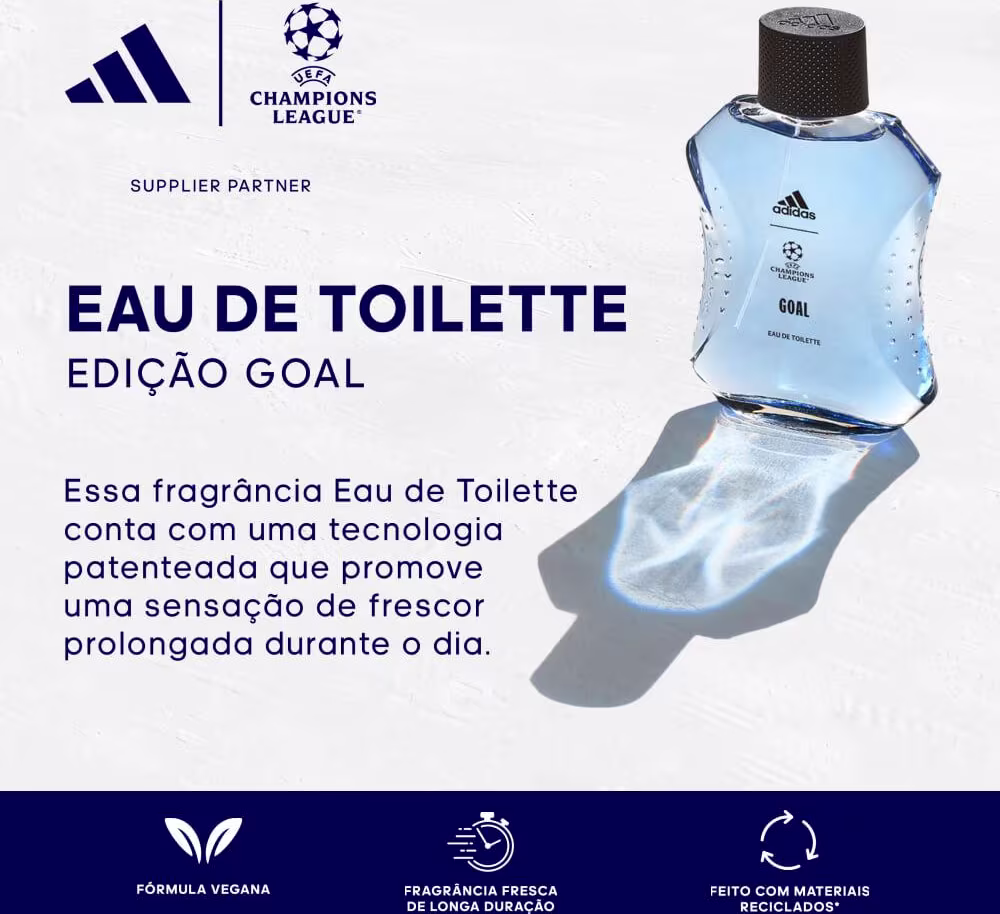 Perfume Masculino Goal Champions League Adidas EDT, 100ml.
